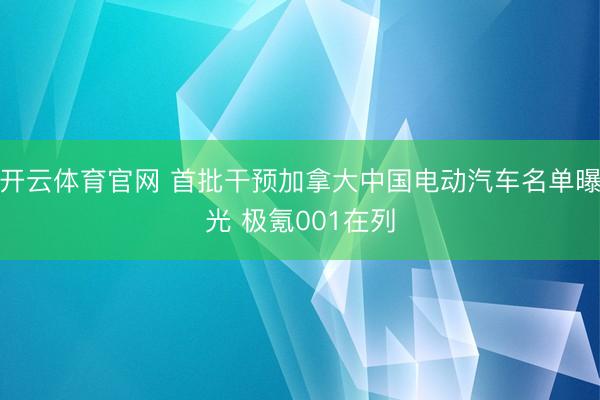 开云体育官网 首批干预加拿大中国电动汽车名单曝光 极氪001在列